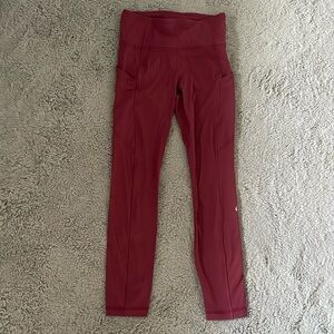 Blush pink lululemon leggings with side pockets